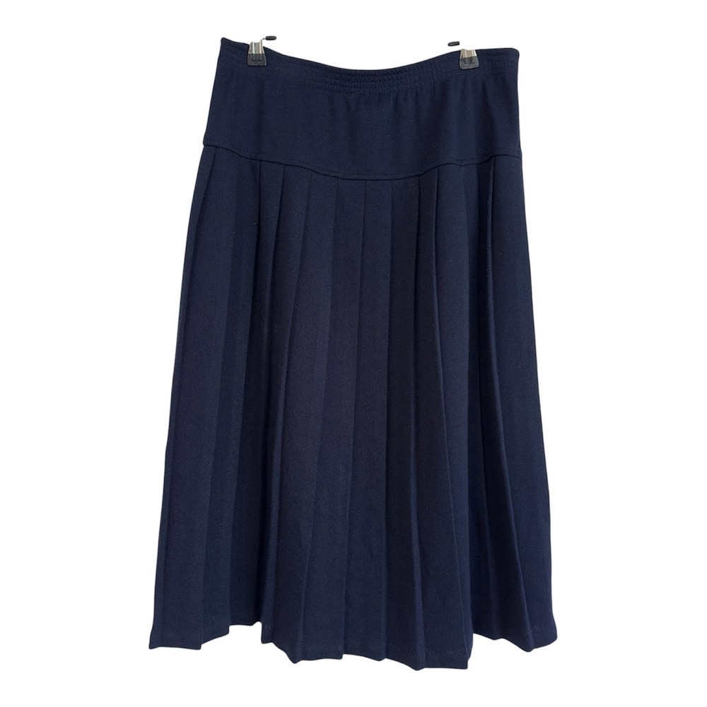 Alfred Dunner Vintage Navy Pleated Midi Skirt Made in USA Size 10 Old Money